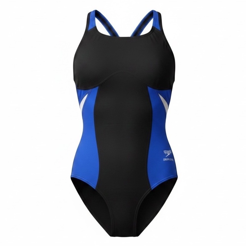 Speedo Endurance‎ Size 30 Black Blue Racerback Swimsuit NWT